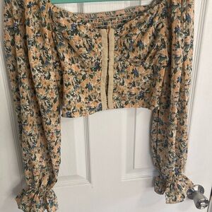 Floral Long Sleeve Crop Top